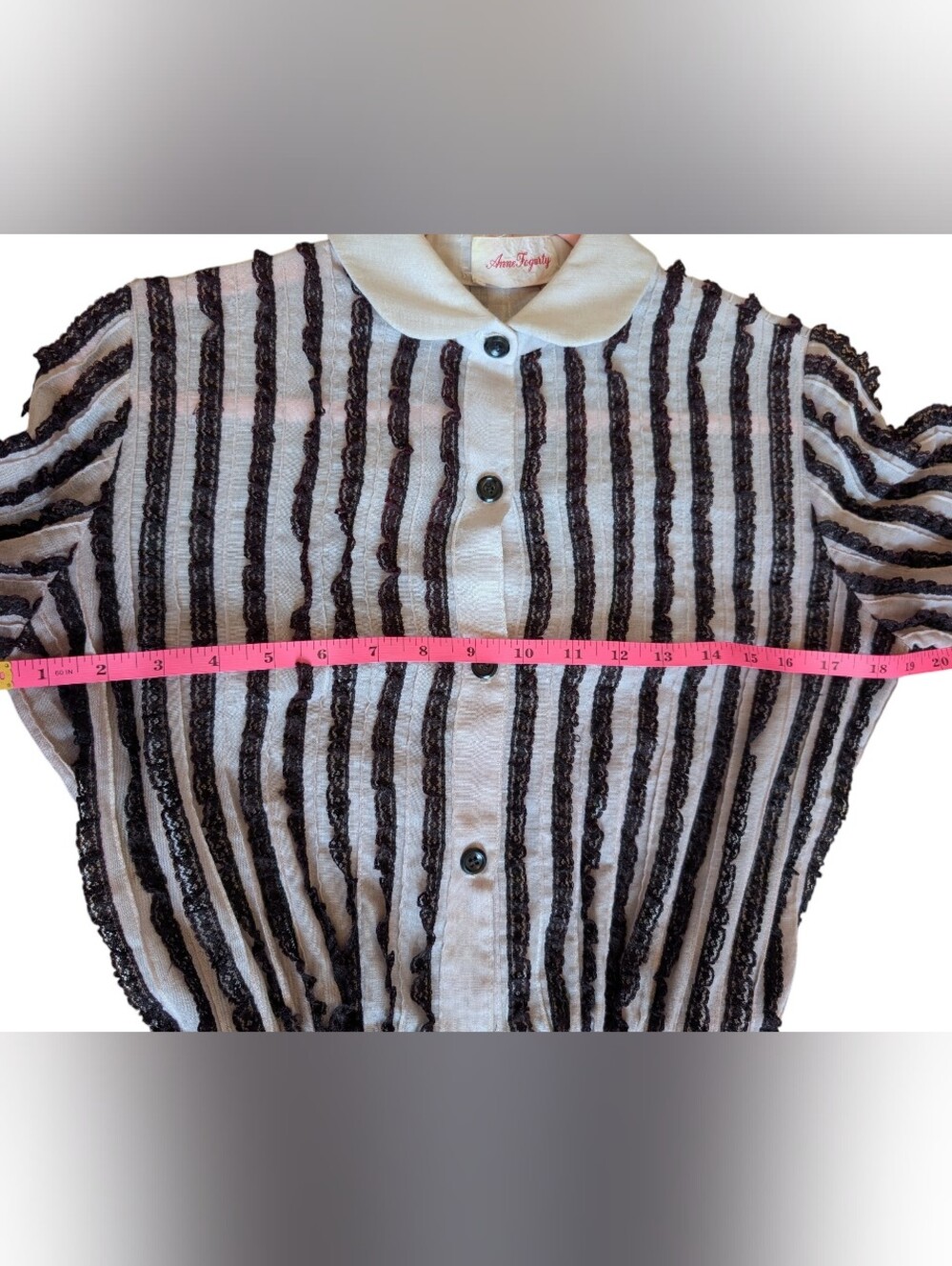 Vintage 1960s Anne Fogarty Midi Dress Size Small. Lace Button Down Top Collard - Picture 6 of 11
